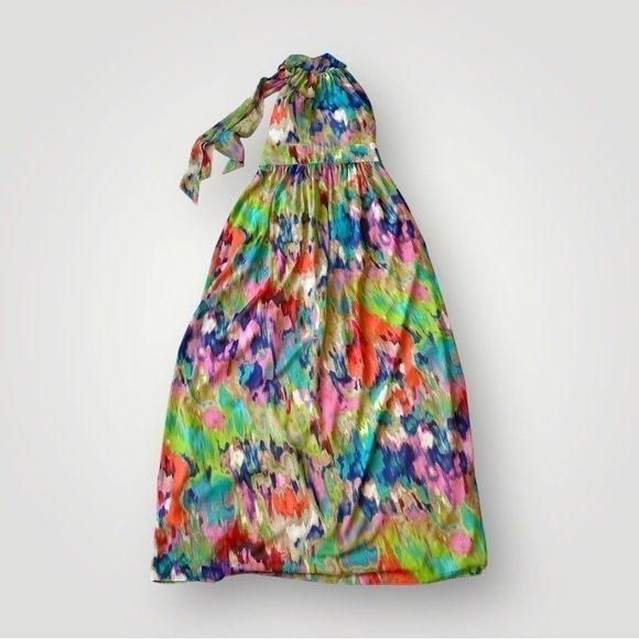 Eliza J Maxi Dress High Neck Halter Tie Rainbow Tie Dye 8 - Picture 3 of 13